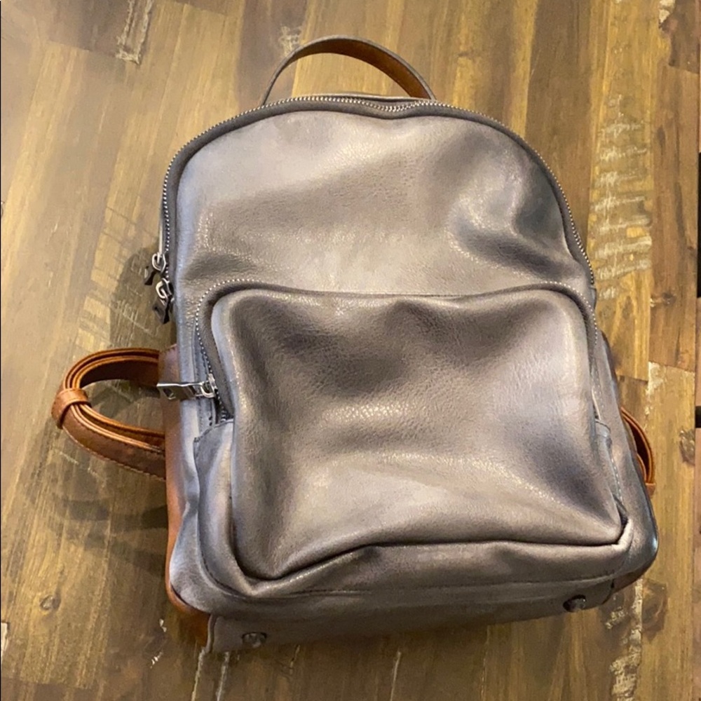 Faux leather backpack